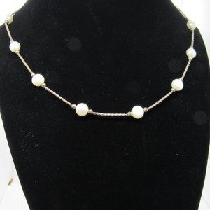 sterling silver and faux pearl necklace